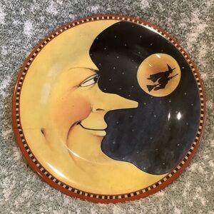 Moon and Witch Halloween Decorative Serve Ware Plate RS 9”